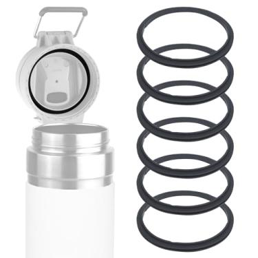 Imagem de Linkidea Pacote com 6 juntas de reposição para garrafa de água compatível com Stanley Quick FILP GO 680 g/1,020 g, vedação de borracha à prova de vazamento com pinça para tampa de garrafa, preta