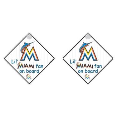 Imagem de Placas MLB Miami Marlins Lil Fan on board, pacote com 2