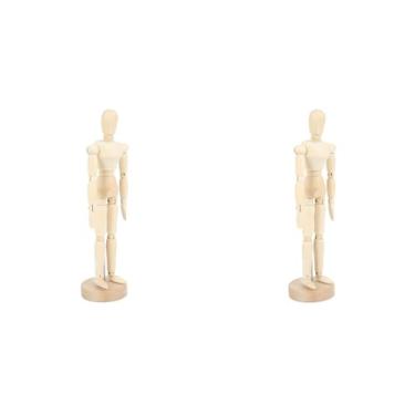 Imagem de TOPINCN 2 PCS Manequim de Desenho Artístico Manequim Articulado Com Base e Corpo Flexível, Figuras de Manequim de Madeira de 8 Polegadas para Desenhar a Figura Humana