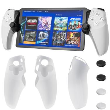 Imagem de PAWDIARY Capa de silicone branca para PlayStation Portal, capa protetora atualizada e capa de proteção antiderrapante para acessórios PS Portal com alça ergonômica confortável e tampa de 4 polegares