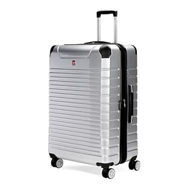Imagem de SwissGear 7782 Malas rígidas expansíveis com rodas giratórias, prata, quadriculada, grande, 68 cm