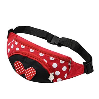 Imagem de Pochete infantil fofa Pokla Dot laço bolsa de cintura mini bolsa transversal para meninas, crianças, esportes, viagens, Vermelho, Adjustable: 24.4'-43.3' (62cm-110cm), Casual