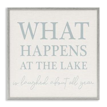 Imagem de Stupell Industries What Happens At Lake Framed Giclee Wall Art Design de Lil' Rue, moldura cinza, 61 x 61 cm