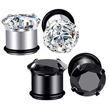 Imagem de YOFANST 6 peças - 12 peças de alargadores de orelha de zircão preto transparente de aço inoxidável zircônia cúbica transparente alargador de orelha conjunto de alargadores de calibre de diamante 8G - 5/8", Zircônia cúbica,