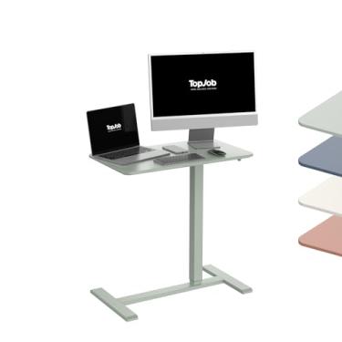 Imagem de TopJob ANYDESK NEST Mesa de pé móvel, portátil com rodas ocultas, mesa pequena para sentar, estações de trabalho de computador, uso doméstico, mesa lateral de sofá, mesa de cabeceira, mesa de