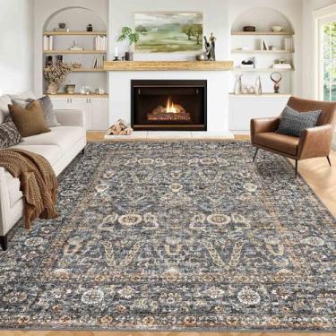 Imagem de GarveeHome Tapetes de área de 2,5 m x 30,5 cm, tapetes vintage novos estilo persa, ultrafinos, dobráveis para quarto, sala de jantar, escritório em casa, animais de estimação e crianças, pelo baixo,