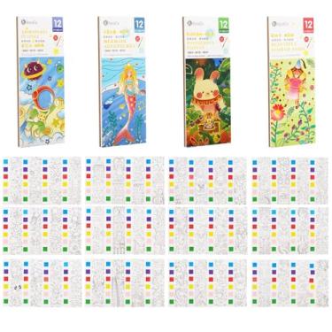 Imagem de Conjunto de livros de aquarela de bolso, livro de pintura em aquarela, marcadores de livro de aquarela para crianças, principiantes, estudantes, pintores, presentes de Natal (4 peças)