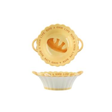 Imagem de Conjunto criativo e personalizado de tigela e talheres de cerâmica para uso doméstico, tigela e prato de restaurante e hotel com tigelas de sopa de orelhas duplas - tigelas de orelhas duplas Heyi de