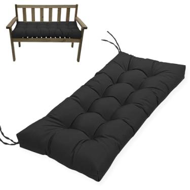 Imagem de MTMR Almofada de banco para uso ao ar livre - 111 x 48 cm, almofadas de balanço de varanda adornadas com algodão PP de alta elasticidade e laços resistentes ao desbotamento, almofada de cadeira de