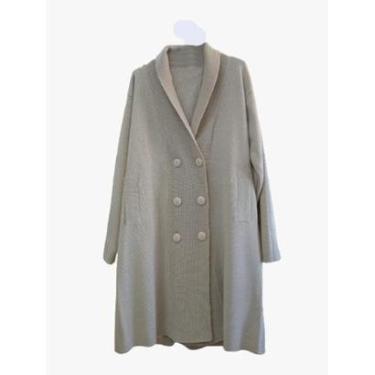 Imagem de Sobretudo Longo Manga Longa Botões Bolso Quente Super Grosso-Feminino