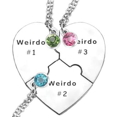 Imagem de TISDA Colar de coração Bff para 5, conjunto de 6 colares Best Friend, Weirdo 1 2 3 4 Sister Friendship Jewelry em aço inoxidável, 18.0 Inches, Aço inoxidável, Sem Pedra Preciosa