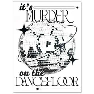 Imagem de noxozoqm Arte de parede em preto e branco Disco Ball Vintage Funky Disco Music Poster It's Murder on The Dancefloor impressões em tela bar carrinho decoração 30 x 40 cm sem moldura