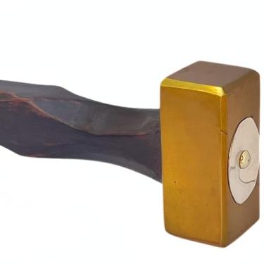 Imagem de Martelo dourado e preto resistente feito à mão – Cabeça de metal forjada à mão com cabo de madeira – Acionamento de estaca multifuncional, rachadura de pedra e concreto, ferramenta dourada para uso