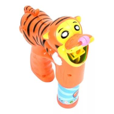 Imagem de Lança Bolhas Tigre Luzes Sons 2 Garrafas De  Recarga - bubble gun