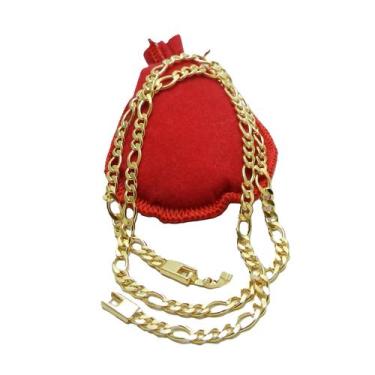 Imagem de Corrente Masculina 60cm 5mm Largura Folheada Ouro 18k CR452 - Wnbijout