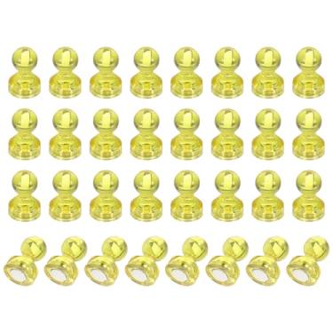 Imagem de PATIKIL 32 peças de pinos de ímãs, 0,7 x 0,5 ímãs fortes de geladeira quadro branco magnético tachinhas decorativas para geladeira Locker calendário escritório, amarelo