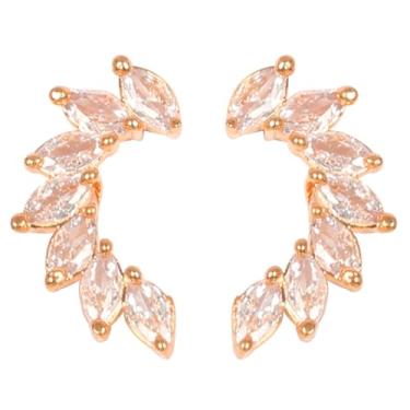 Imagem de Touchstone Brincos de pérola sintética de zircônia cúbica CZ com corte redondo oval de diamante sintético banhado a ouro e branco e dourado, Zircônia cúbica, Sem Pedra Preciosa