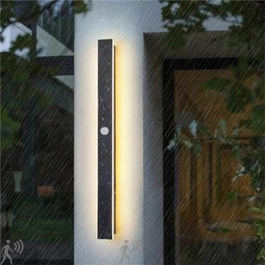 Imagem de Luminária de parede longa LED moderna com sensor de movimento, luminária de parede interna e externa, de acrílico, para varanda, luz de parede externa IP67, à prova d'água, para sala de esta