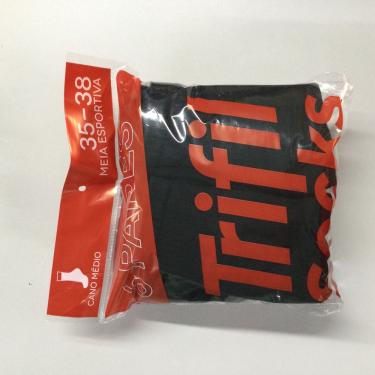 Imagem de KIT COM 6 PARES DE MEIA T08720, UNISSEX, CANO MEDIO TRIFIL   39-43 PRETO