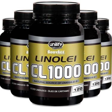 Imagem de Kit 5 Linolei Cl 1000 Óleo De Cártamo Unilife 120 Cápsulas