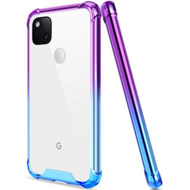 Imagem de Salawat Capa para Google Pixel 4a [não serve para 4a 5G], capa protetora rígida rígida de TPU (poliuretano termoplástico) reforçada à prova de choque para Google Pixel 4a 5,8 polegadas 2020 (roxo azul
