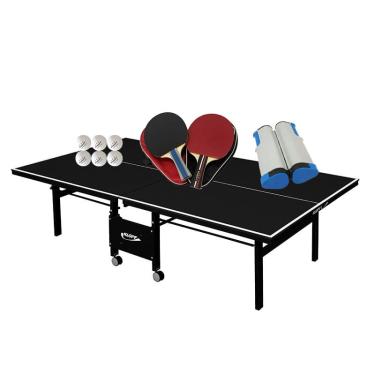 Imagem de Mesa de ping pong mdf 18mm 1084 preta klopf + Kit Completo c/ Estojo + Rede Retrátil