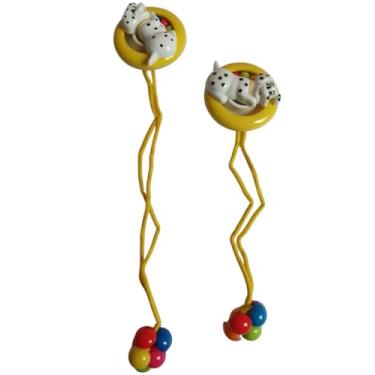 Imagem de 2 Pares Maria chiquinha Xuxa de cabelo Infantil Cachorrinho Fashion amarelo