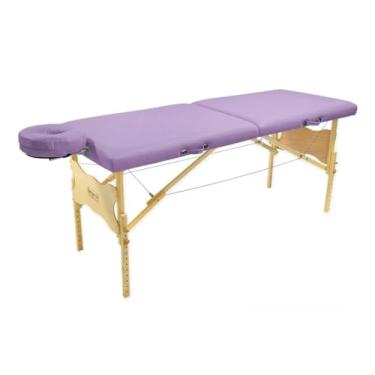 Imagem de Maca Profissional Portátil Antares Legno – 65 cm de largura, Altura Regulável, Capacidade para Até 300kg (Lilas)