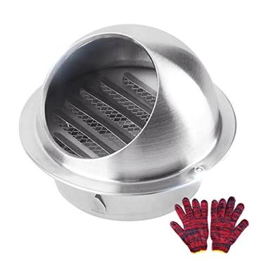 Imagem de HDNSYNE Extrator externo redondo de aço inoxidável 304 com tela de tela embutida, saídas de ar de parede à prova de intempéries, exaustor de ventilação de ar para cozinha, quarto, banheiro, escritório