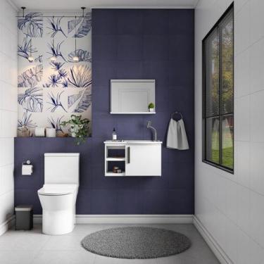 Imagem de Kit de Banheiro Montado em Aço c/ Armário Espelho e Lavatório Branco 6