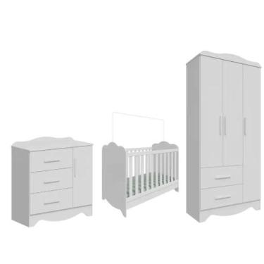 Imagem de Quarto Completo Bebe Moveis Peroba Clara Provençal MDF Ls, Branco