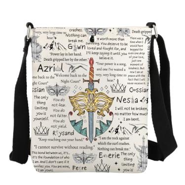 Imagem de JYTAPP Bolsa tiracolo Lady Death Book Lover Gift Bookish Booktok Merch Book Inspirado em livro de presente clube presente de chamas presente de tribunal, Bege, Small