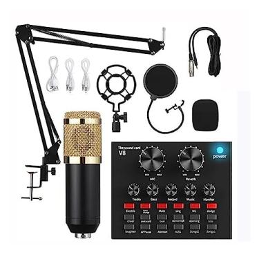 Imagem de AKALNNB Kit de placa de som, kit de microfone condensador profissional com conjunto de placa de som V8 para microfone de transmissão ao vivo, configuração de estúdio de karaokê para gravação de música