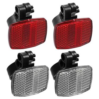 Imagem de X AUTOHAUX Kit refletor dianteiro traseiro de bicicleta 4 peças refletores de aviso de segurança para guidão e ciclismo noturno vermelho e branco