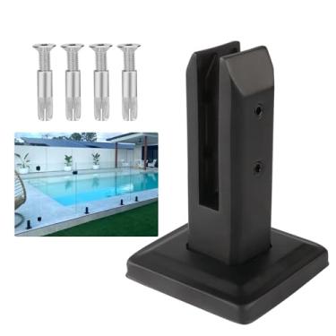 Imagem de LukLoy Espigões de vidro de aço inoxidável de 1,2 kg, balaustrada, escadas, corrimão, piscina, varanda, cerca de piso, suportes de montagem de vidro (acabamento preto, 1 pacote)