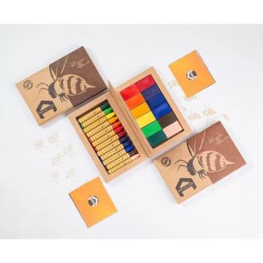 Imagem de Giz De Cera De Abelha Bastão Kit Com 12 Cores Sortidas - Apiscor