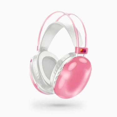 Imagem de Fone De Ouvido Sem Fio Bluetooth V5.3 Com LED - arco rosa - Disco Puls
