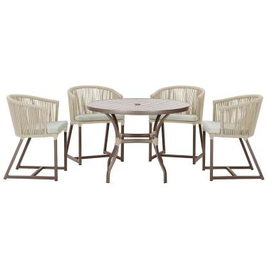 Imagem de Mesa com 4 Cadeiras de Jantar Roma 100cm e Noronha em Aluminío
