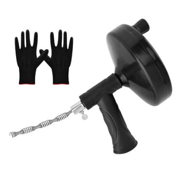 Imagem de Removedor de entupimento de drenagem, com luvas e encanamento flexível de 10 m conjunto de ferramentas de limpeza de trado de drenagem para vaso sanitário (Cor: preto)