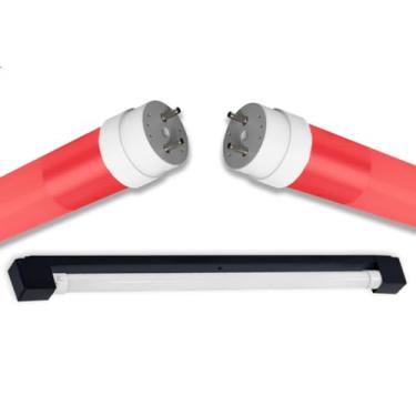 Imagem de Kit Calha Sobrepor Tubular Led 1,2m Preto + Lâmpada Colorida 20w Vermelho