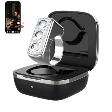 Imagem de 3-Link Anel de rolagem TikTok com strass, controle remoto para TikTok/YouTube Shorts/Instagram Reels, Bluetooth Page Turner para iPad/Kindle App/iPhone/Android (branco)
