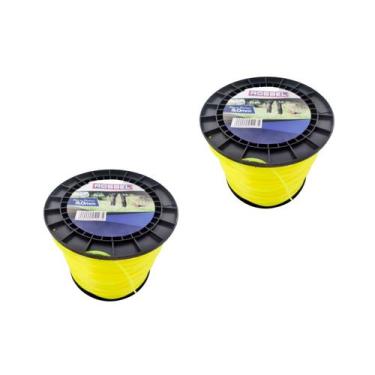 Imagem de Bobina Fio Nylon Roçadeira 3mm Redondo Amarelo 2kg Profissional - 2un 