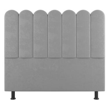 Imagem de Cabeceira Cama Box Casal King Size Lana 195cm Suede Cinza Claro - Abmaza