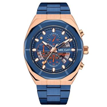 Imagem de Relógios De Quartzo Masculino Smael Mg-2225g à Prova D'água Azul