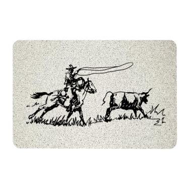 Imagem de Lacosu Capacho Estilo Cowboy, Retrô Cowboy Para Entrada Interna E Externa, Decoração 17" X 30" (Nylon)…