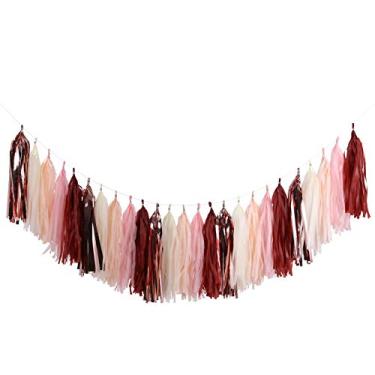 Imagem de Fonder Mols Guirlanda De Borlas Papel Seda (Pacote Com 25, Marrom, Bordô E Ouro Rosa) Para Noivado, Aniversário, Casamento, Chá Bebê, Despedida Solteira, Decoração, Suprimentos, A10