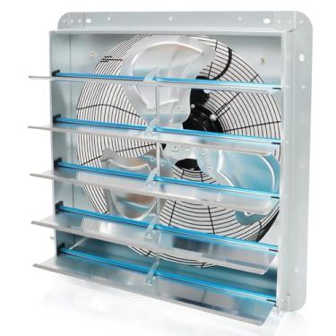 Imagem de YSMN Ventilador De Parede 20" Com Velocidade Máxima 3368 Pés Cúbicos Por Minuto, Lâminas Alumínio, Veneziana Para Casa, Sótão, Garagem, Estufa, Galpão, Porão