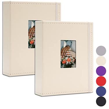 Imagem de Vienrose Pacote Com 2 Mini Álbuns De Fotos Instax, 208 Bolsos, 2X3 Polaroid, Para Fujifilm 7S 8 9 11 25 26 40 50S 90 Evo Z2300, Câmera Instantânea, Cartão Kpop Bege