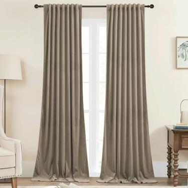 Imagem de StangH Cortinas Bege Camelo De 96" Comprimento Para Porta Correr, Painéis Proteção Privacidade Com Isolamento Térmico Veludo Supermacio Sala Estar E Quarto, L42 X C96, 2