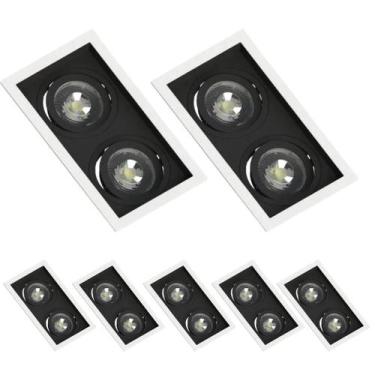 Imagem de 7 Spot Duplo Embutir Recuado Branco e Preto PAR20 E27 - SAVE ENERGY